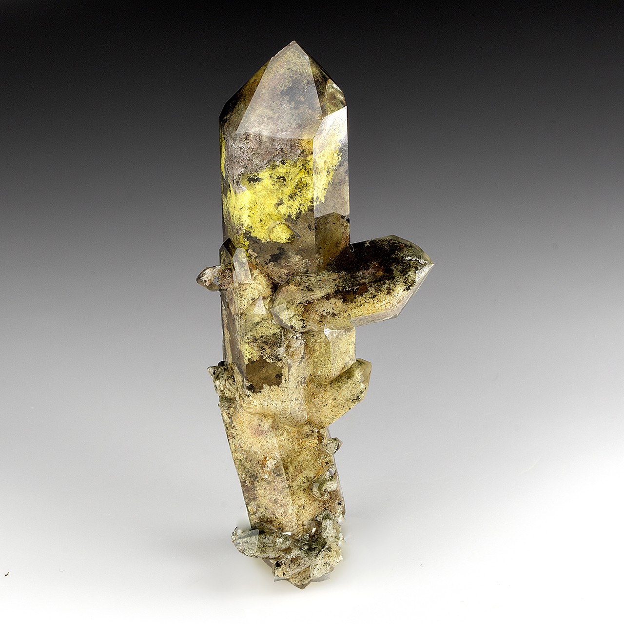 Quartz with Chlorite, Limonite inclusions - Minerals For Sale